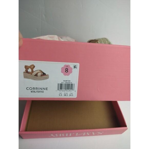 Sam & Libby Women's Corrinne Wedge Sandal, US 8 natural toffee strap criss cros - Picture 11 of 12